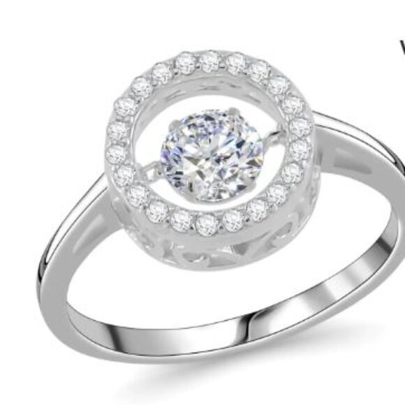 Simulated Diamond 1.20 ctw Halo Ring - Picture 1 of 4